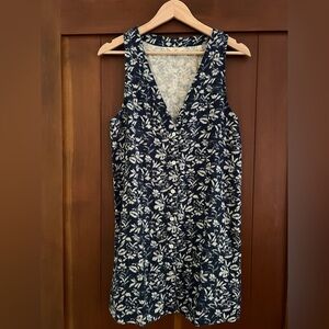 Faherty Navy and White Woven Button-Front Dress
